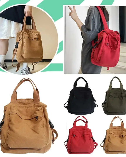 Schulrucksack Canvas Vintage – Weinrot