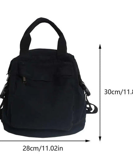 Schulrucksack Canvas Vintage – Schwarz