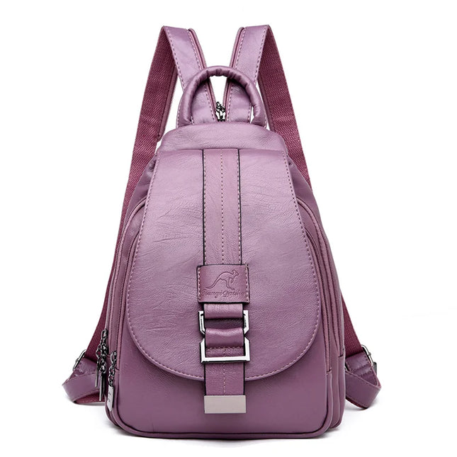 Damen Rucksack aus Leder - Lila