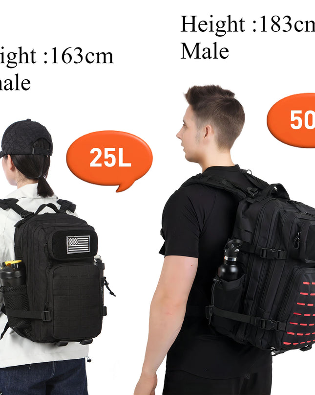 Rucksack für Studium & Job 25L/50L Schwarz