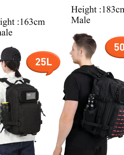 Rucksack Arbeit 50L - Rot-Schwarz Camouflage