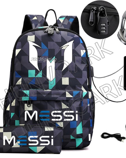 Schulrucksack mit USB-Anschluss Hellgrau