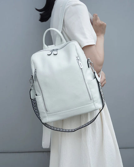 Rucksack Damen Leder mit vielen Fächern