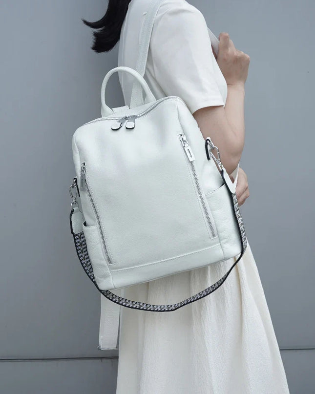Rucksack Damen Leder mit vielen Fächern