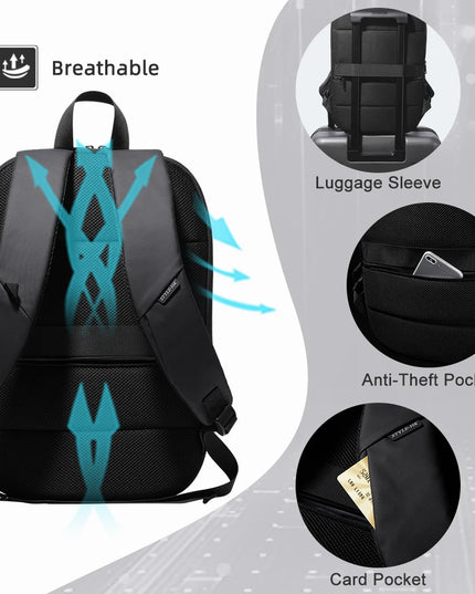 Laptop Rucksack 17 Zoll mit USB - Blau