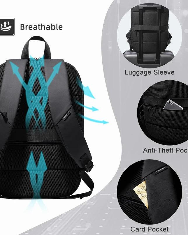 Laptop Rucksack 17 Zoll mit USB - Blau