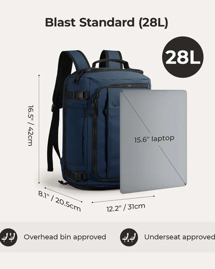 Erweiterbarer Uni Rucksack Tiefblau 38L