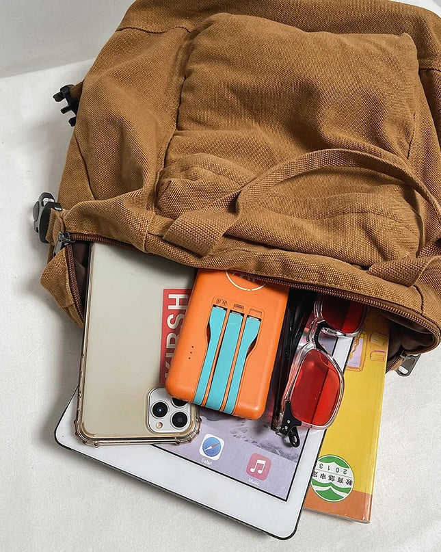Schulrucksack Canvas Vintage – Grün