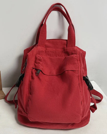 Schulrucksack Canvas Vintage – Weinrot