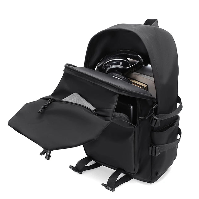 Schulrucksack schlicht Schwarz 20-35 Liter