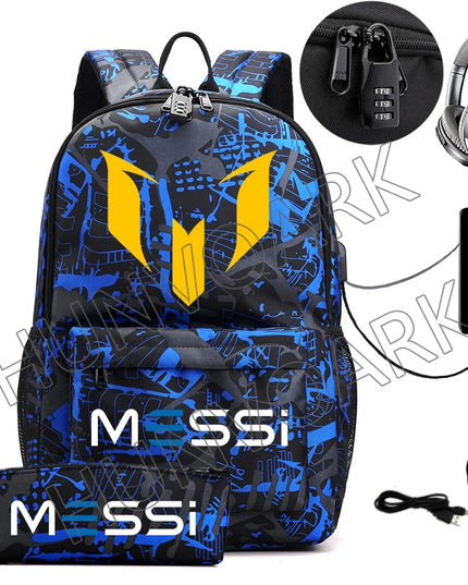 Schulrucksack mit USB-Anschluss Hellgrau