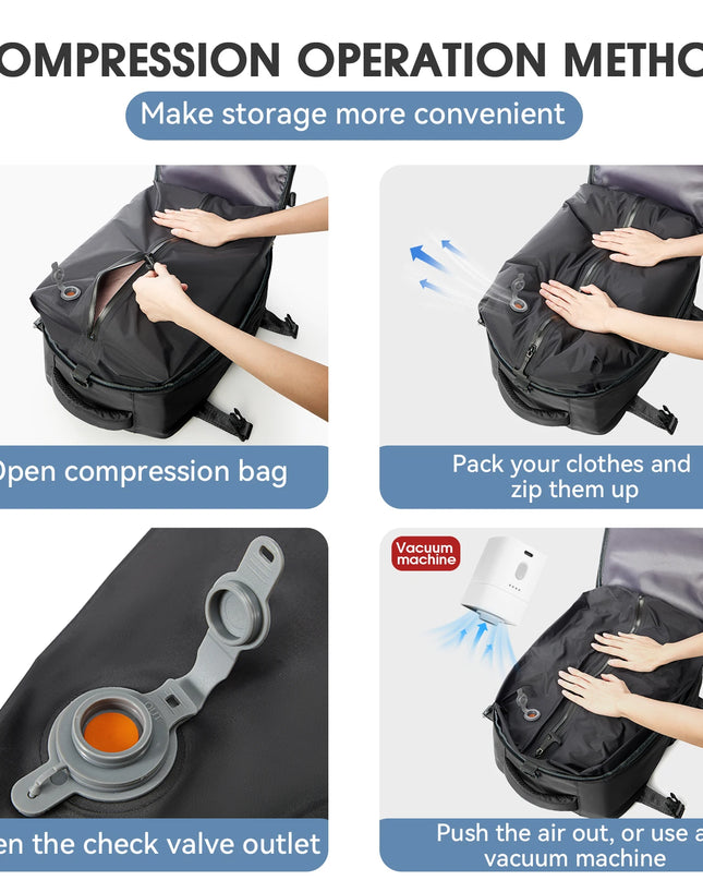 Rucksack erweiterbar 20-35L mit Pumpe Beige