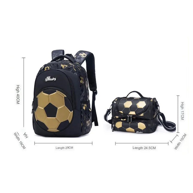 Schulrucksack mit Fussball-Design Schwarz