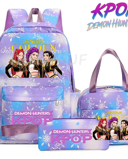 Schulrucksack Set KPop Demon Hunters Grau