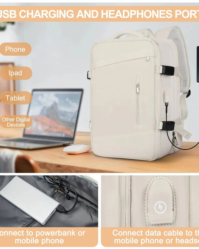 Laptop Rucksack 40L mit USB-Port Schwarz
