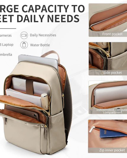 Uni Rucksack Damen mit Laptopfach Khaki
