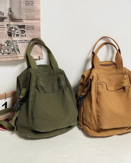 Schulrucksack Canvas Vintage – Grün