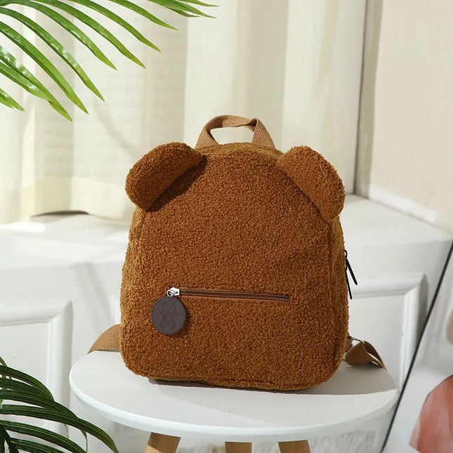 Schulrucksack Plüsch Tierohren – Braun & Süß