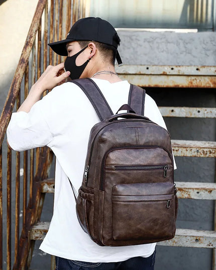 Laptop Rucksack mit USB-Anschluss Hellbraun