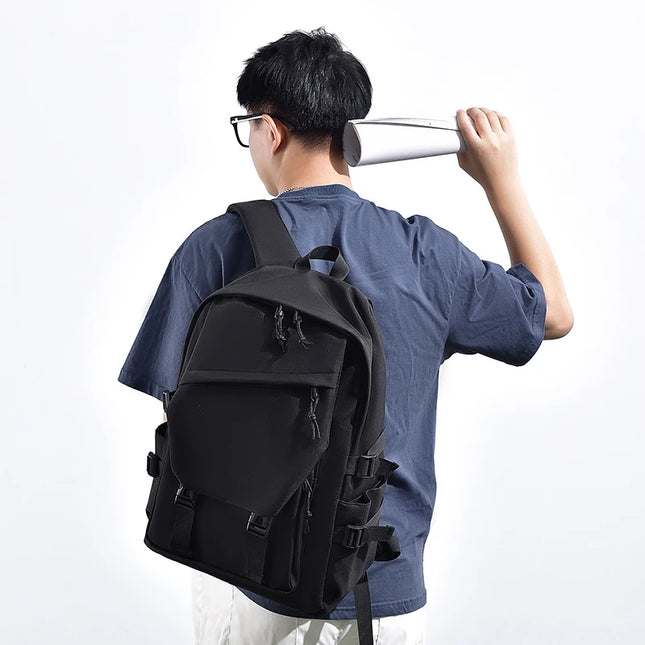 Schulrucksack schlicht Schwarz 20-35 Liter