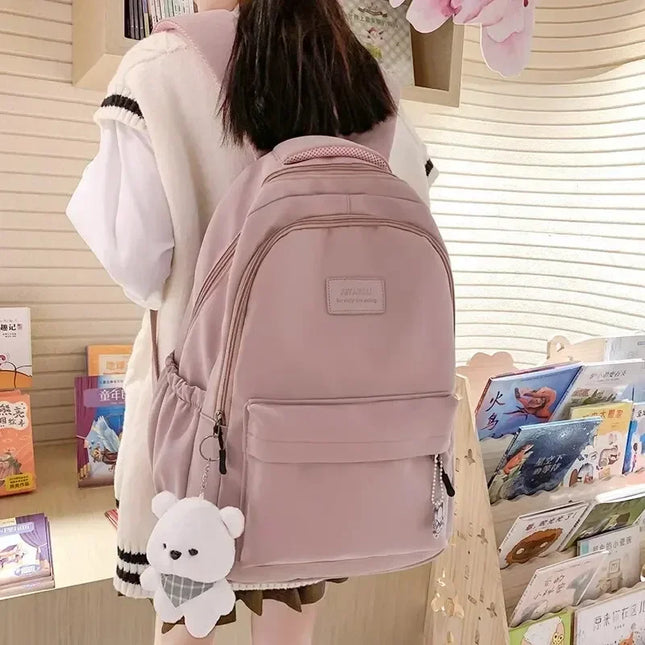 Schulrucksack Damen Nylon Wasserdicht Pink