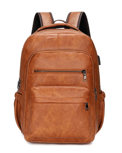 Laptop Rucksack mit USB-Anschluss Hellbraun