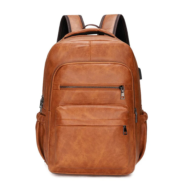 Laptop Rucksack mit USB-Anschluss Hellbraun