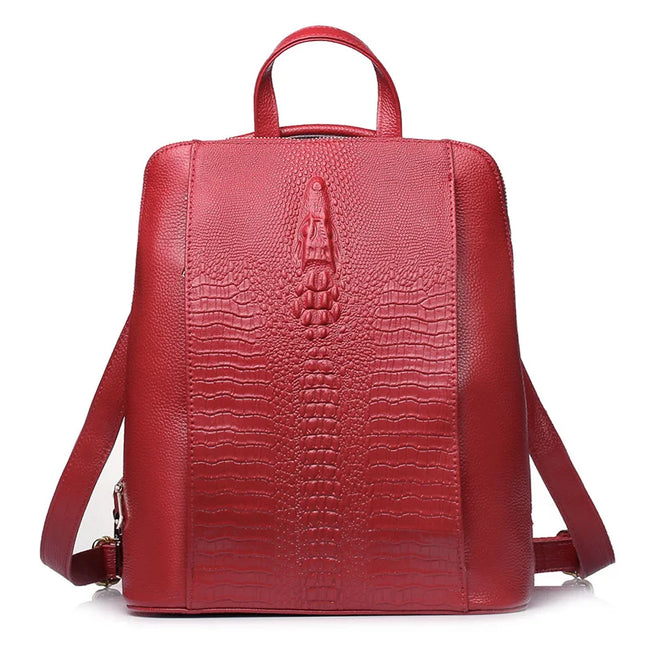 Leder Rucksack Damen A4 & Laptop Rot