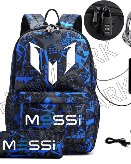 Schulrucksack mit USB-Anschluss - Khaki