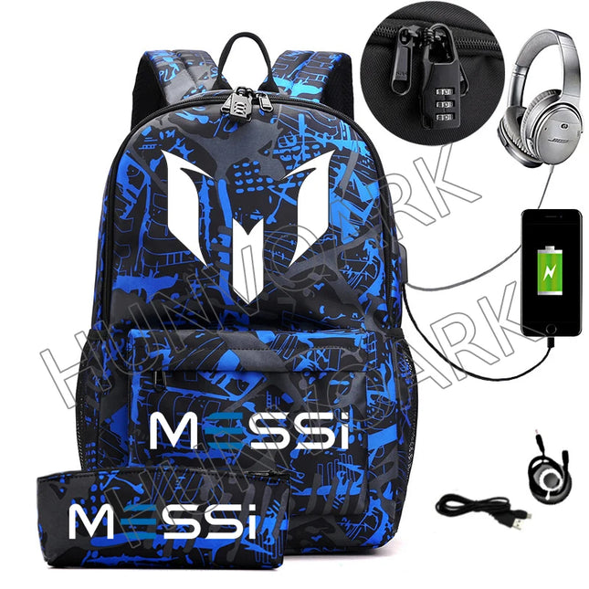 Schulrucksack mit USB-Anschluss - Khaki