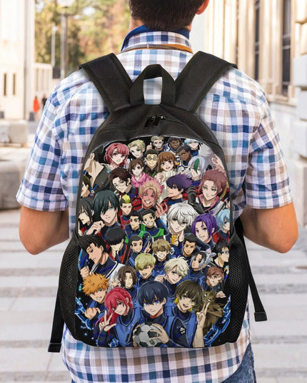 Schulrucksack Anime & Fußball-Stil Blau