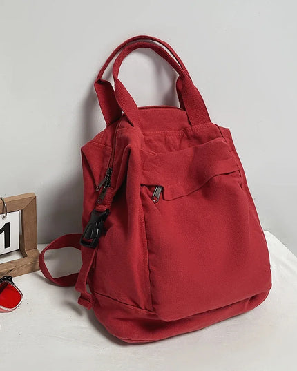 Schulrucksack Canvas Vintage – Schwarz