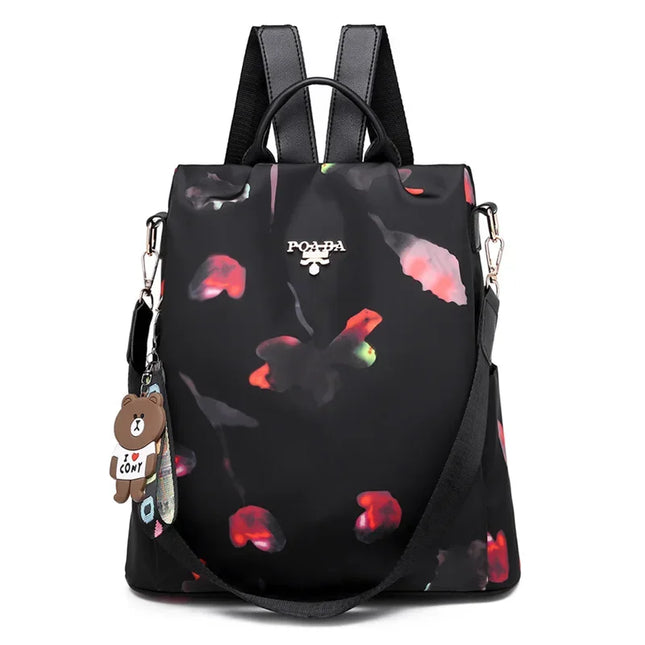 Schulrucksack fuer Damen mit Blumenmuster