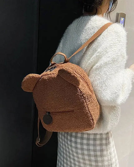 Schulrucksack Plüsch Tierohren – Braun & Süß