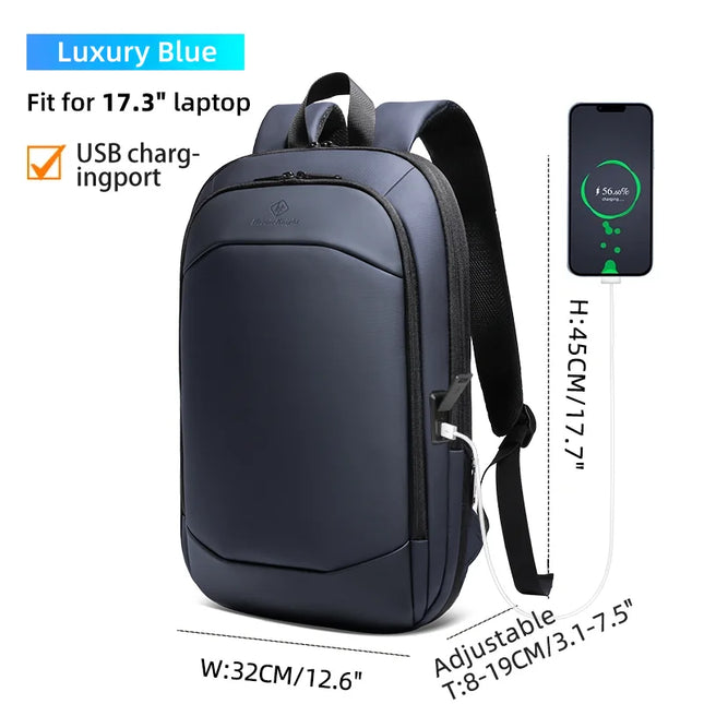Laptop Rucksack 17 Zoll mit USB - Blau
