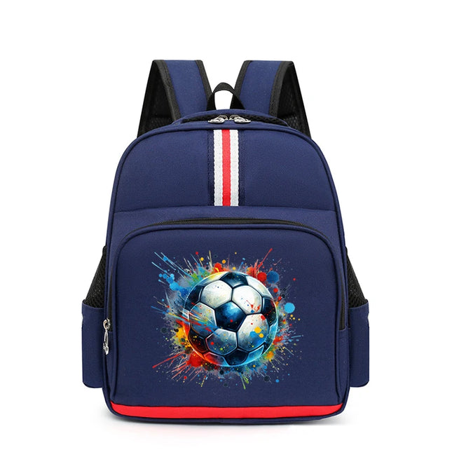Schulrucksack Fussball-Design Blau