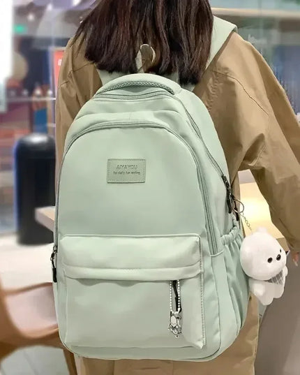 Schulrucksack Damen Nylon Wasserdicht Grün