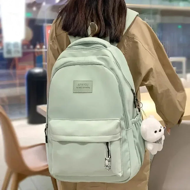 Schulrucksack Damen Nylon Wasserdicht Grün