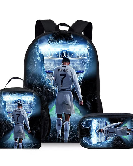 Schulrucksack Set Fussball Design Blau
