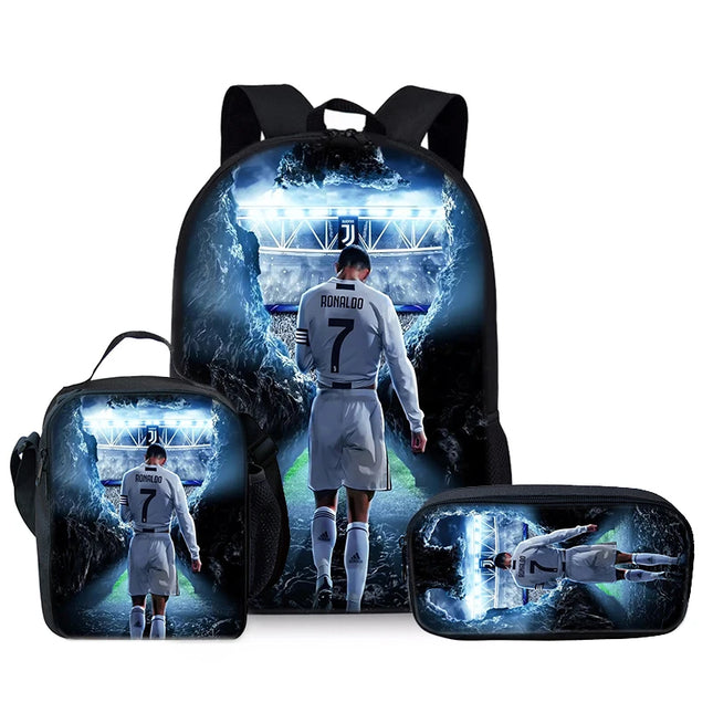 Schulrucksack Set Fussball Design Blau