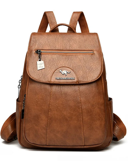 Vintage Laptop Rucksack Damen PU Braun