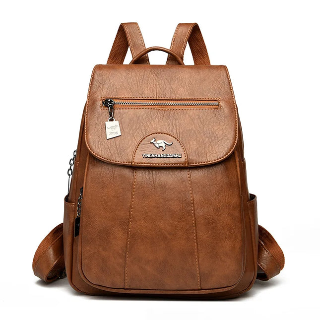 Vintage Laptop Rucksack Damen PU Braun