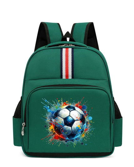 Schulrucksack Fussball-Design Grün