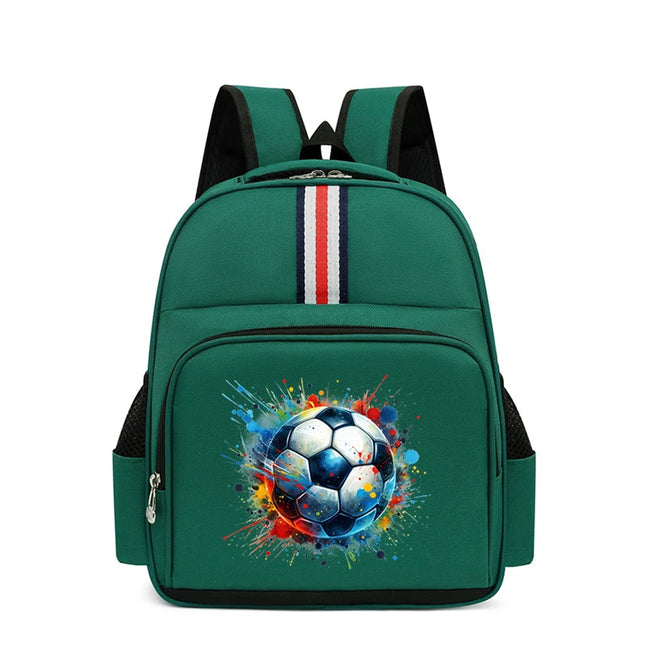 Schulrucksack Fussball-Design Grün
