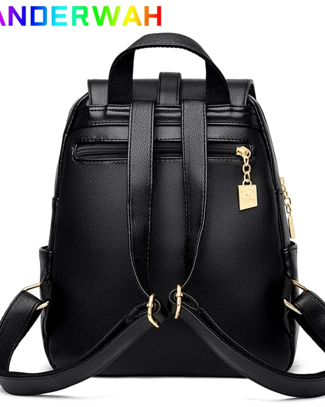 Leder Rucksack Damen klein Blau