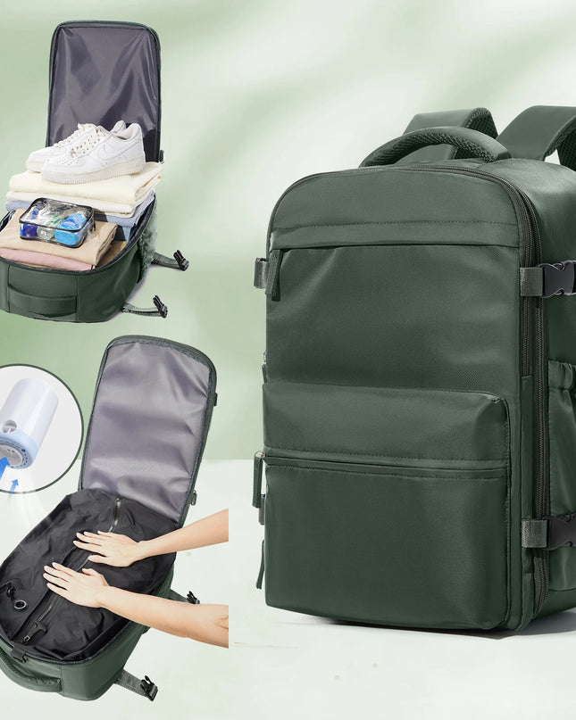 Rucksack erweiterbar 20-35L mit Pumpe Grün
