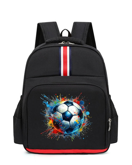 Schulrucksack Fussball-Design Schwarz