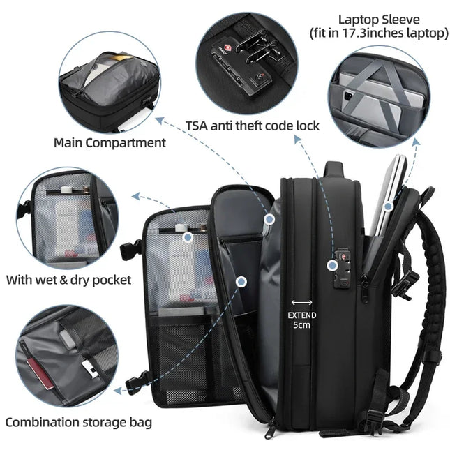 Laptop Rucksack 17 Zoll Schwarz