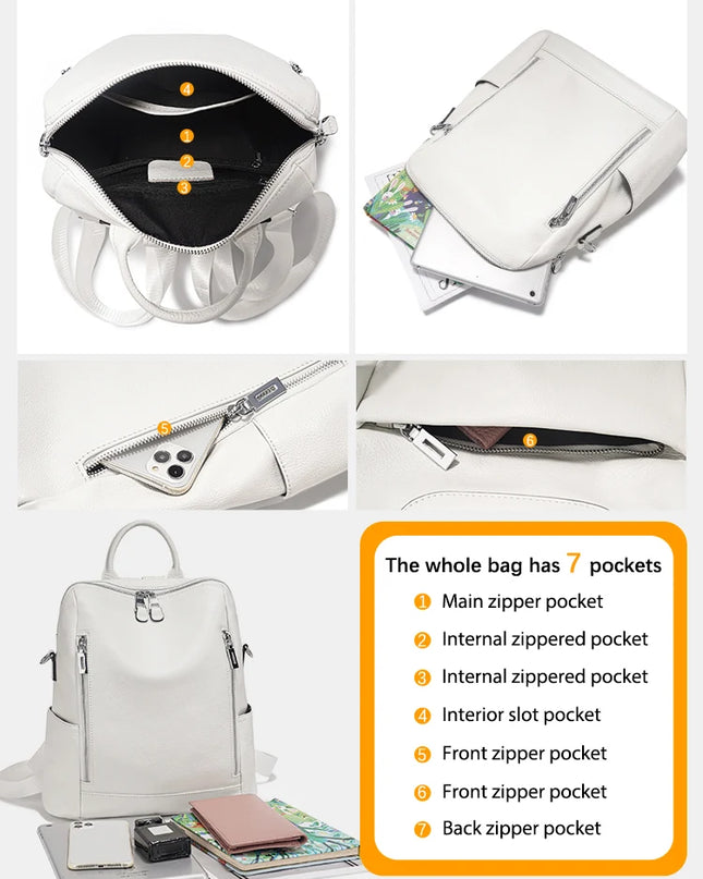 Business Rucksack Damen Braun Leder