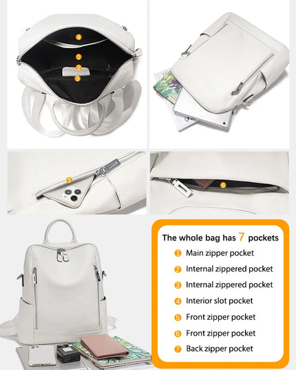 Rucksack Damen Leder Dunkelblau